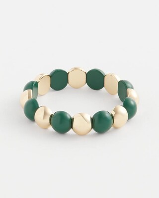 Green Beaded Stretch Bracelet