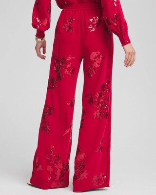 Floral Sequin Wide Leg Pants click to view larger image.