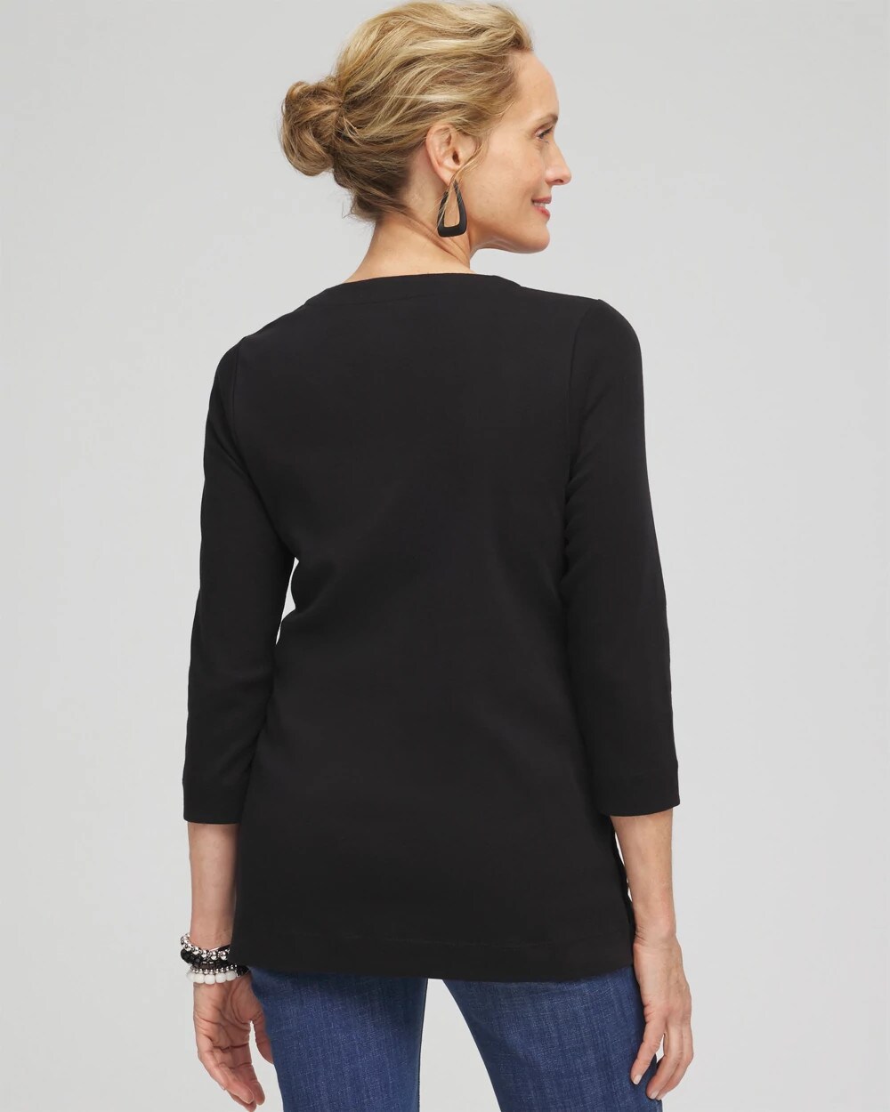 V-neck Button Detail Tunic