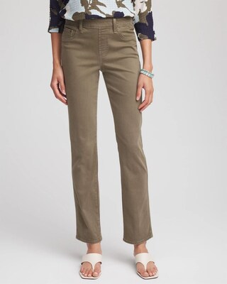 Pull-On Straight-Leg Jeans