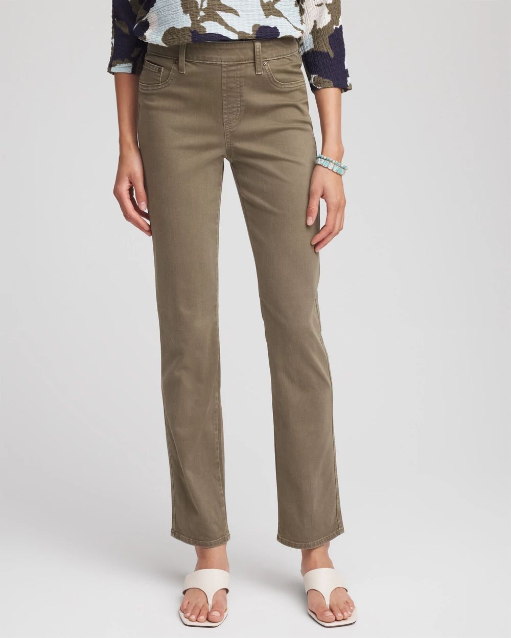 Pull-On Straight-Leg Jeans