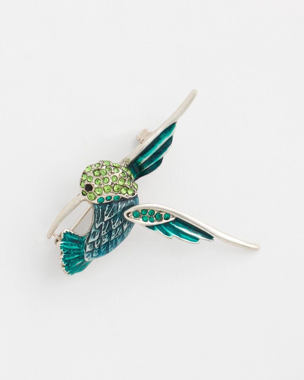 Sparkly Blue Hummingbird Brooch