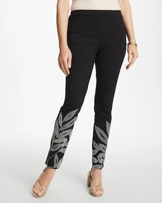 Floral Soutache Brigitte™ Slim Pull-On Ankle Pants