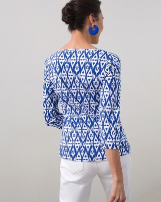 Blue Ikat Pima V-Neck Tee