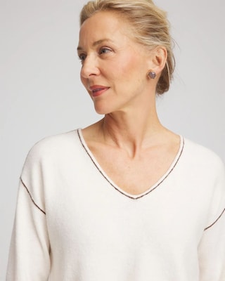 Contrast Stitch V-Neck Sweater click to view larger image.