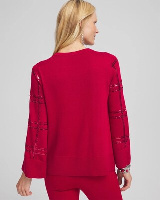 Sequin Plaid Pullover Sweater click to view larger image.
