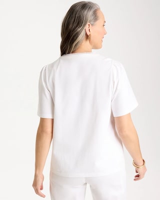 Embroidered Button-Front Tee click to view larger image.