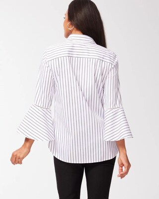 No Iron Stretch Stripe Flare Sleeve Tunic