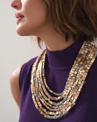 Neutral Beads Multi-Strand Necklace