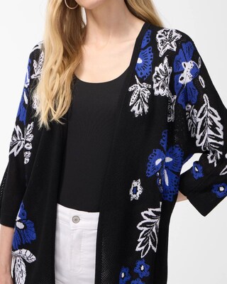Floral Print Mesh Cardigan