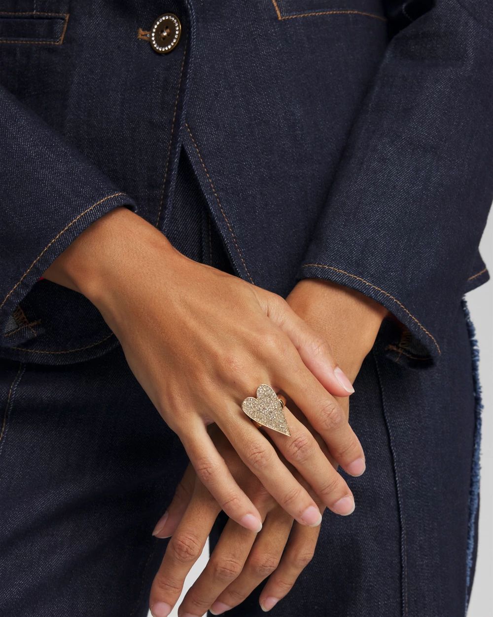Gold Pave Heart Ring