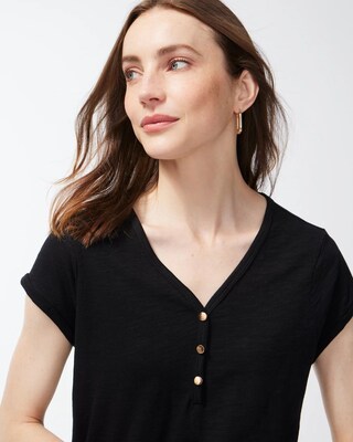 Cap Sleeve Henley Tee