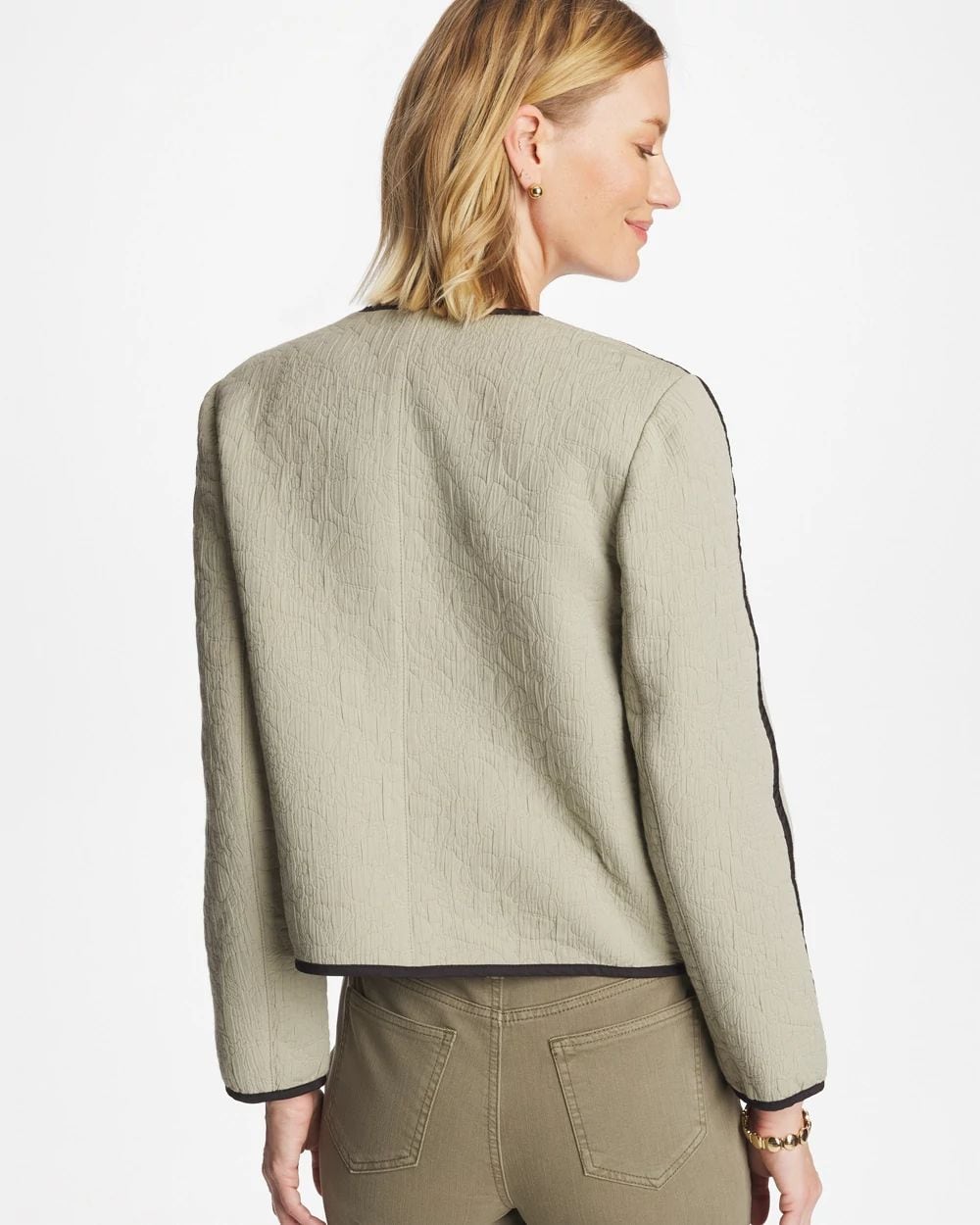 Collarless Quilted Box Jacket click to view larger image.