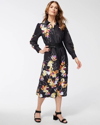 Twill Botanical Shirt Dress