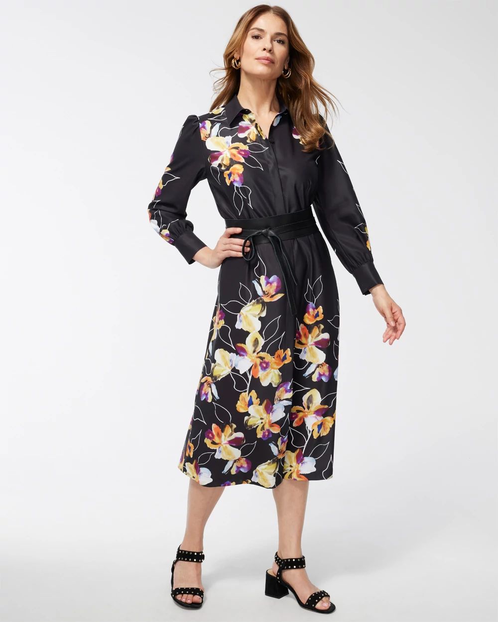 Twill Botanical Shirt Dress