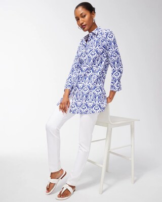 No Iron Stretch Ikat 3/4 Sleeve Tunic