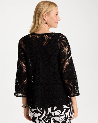 Crochet Lace Sequin Short Kimono click to view larger image.