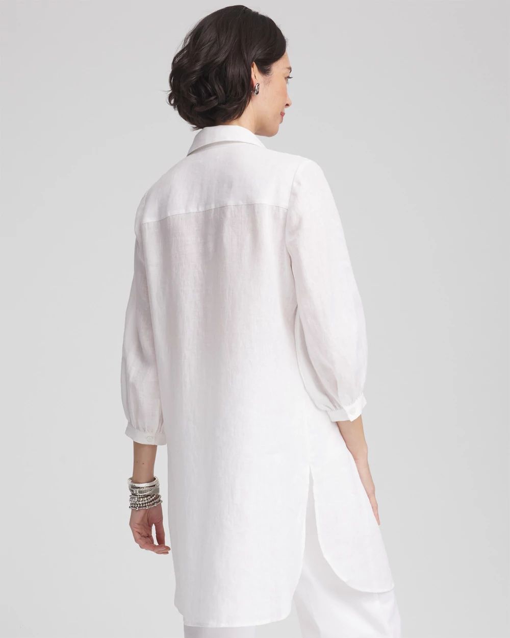 Pintuck Placket Linen Tunic