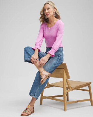 Smocked 3/4 Sleeve Tee click to view larger image.
