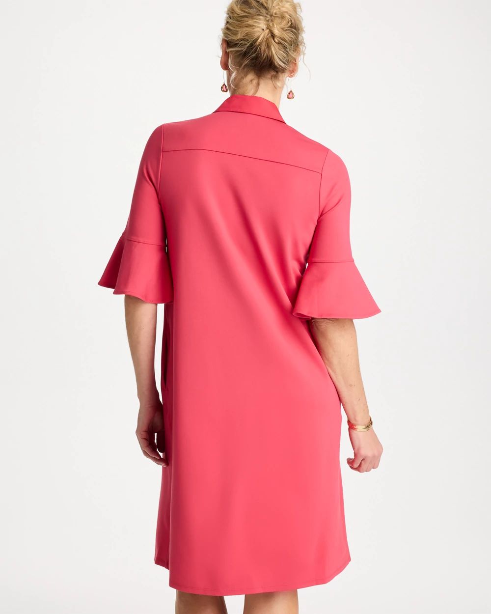 Flounce Sleeve Poplin Dress