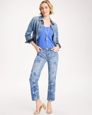 Embellished Girlfriend Crop Jean click to view larger image.