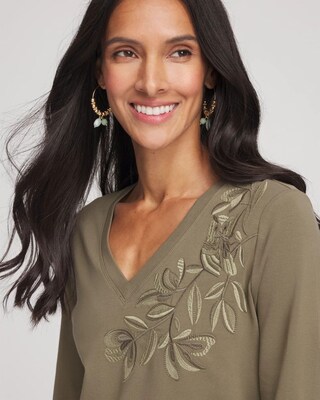 Embroidered 3/4 Sleeve Perfect Tee click to view larger image.