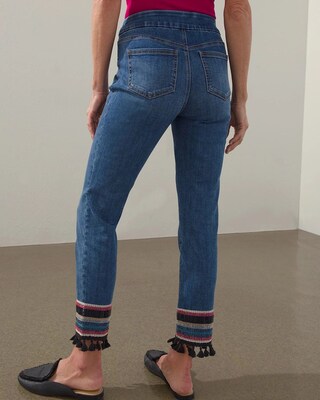 Beaded Tassel Pull-On Ankle Jeggings
