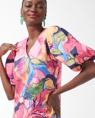 Floral Puff Sleeve Midi Dress