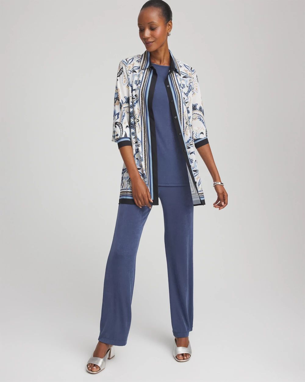 Travelers™ Collection Paisley Mesh Shirt Jacket