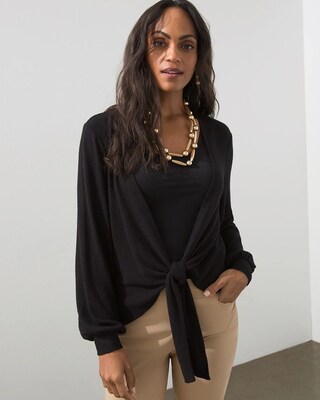 Cozy Tie Front Wrap Cardigan