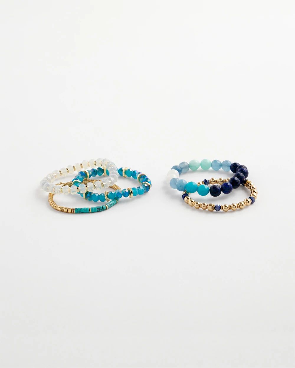 Lapis Stone Stretch Set of Five Bracelets