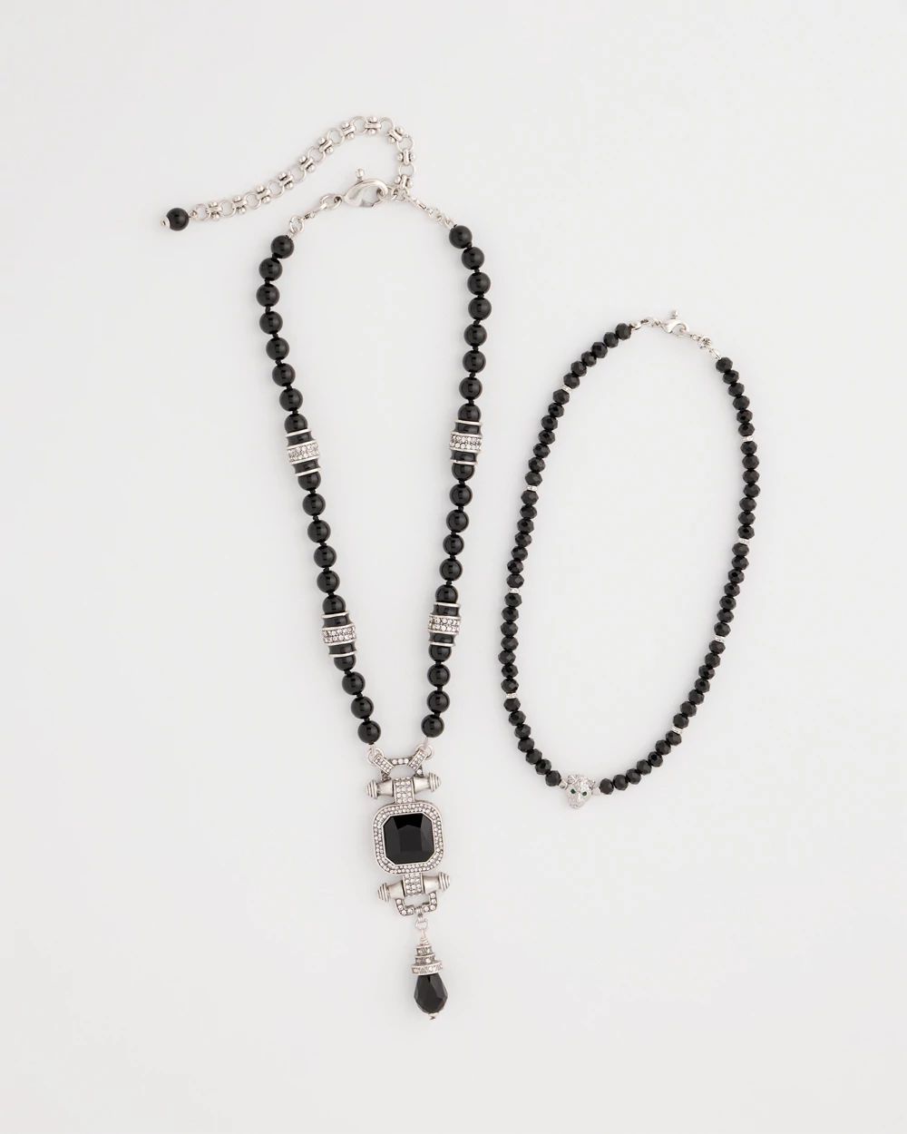 Convertible Black Bead Pendant Necklace