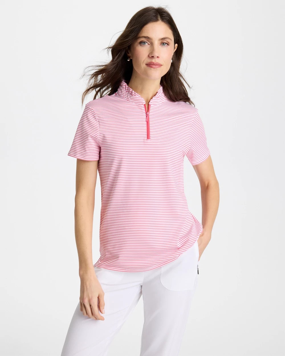 Zenergy® UPF Ruffle Striped Half Zip