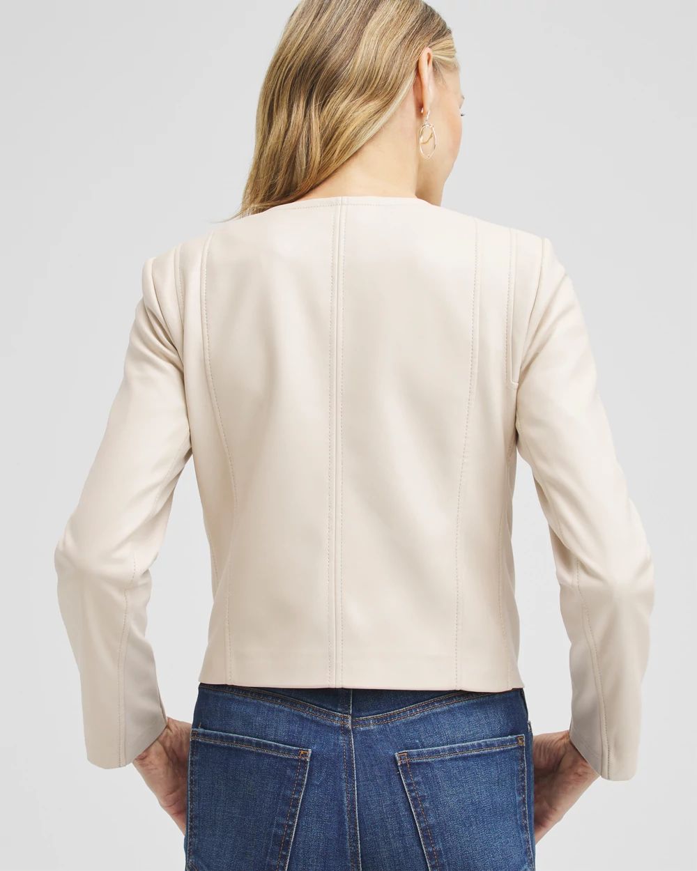 Faux Leather Ponte Detail Jacket