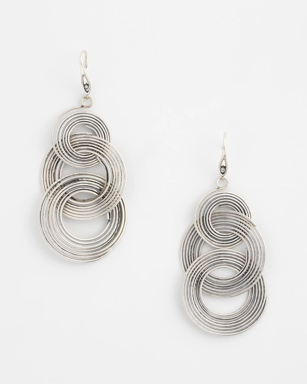 No Droop® Silvertone Concentric Circles Earrings