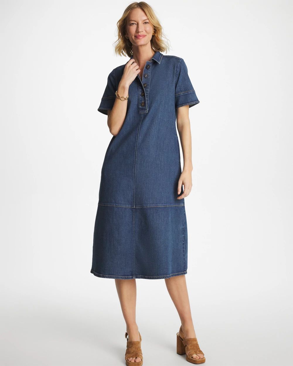 Button Front Denim Dress