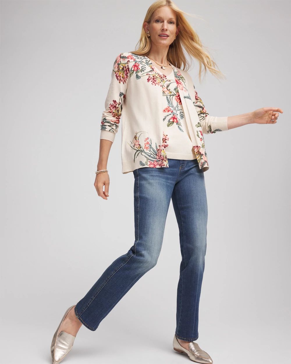 Dark Wash Pull-On Straight-Leg Jeans