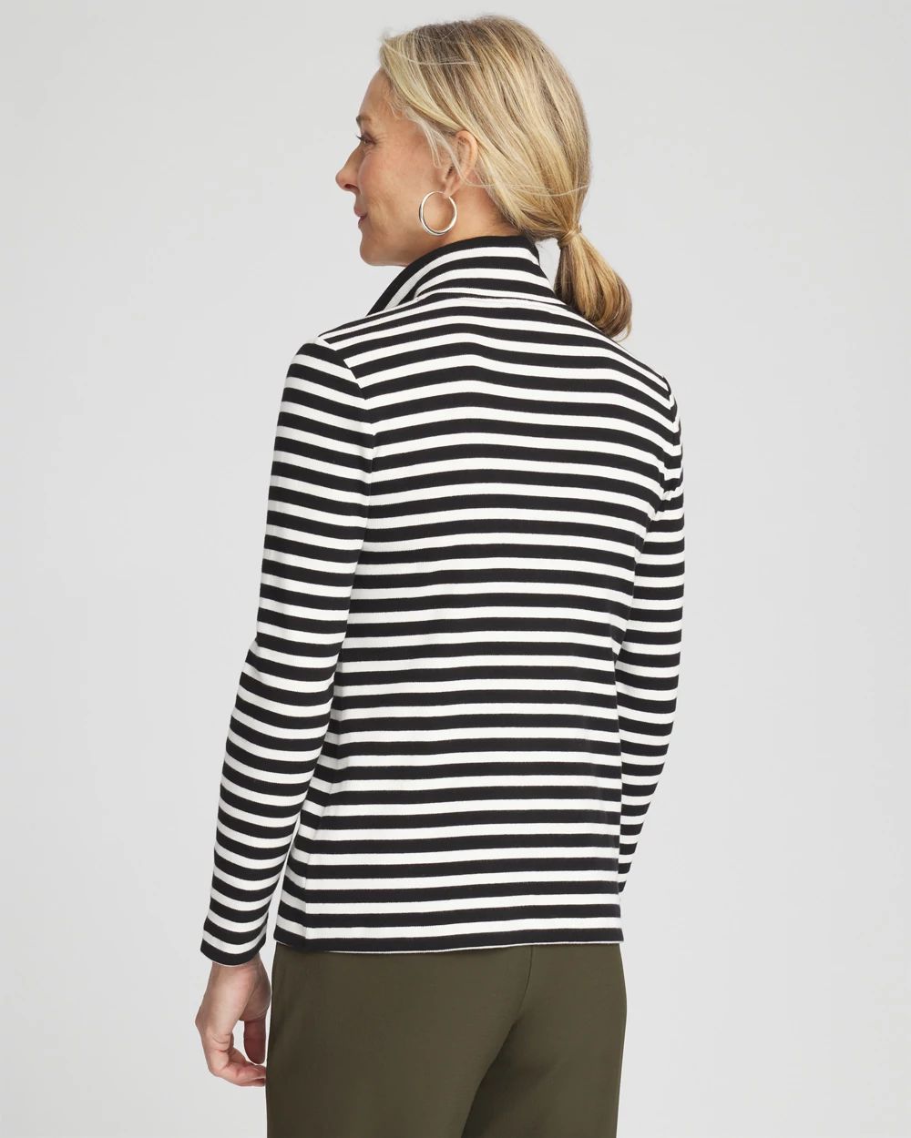 Zenergy® Stripe Mock Neck Zipper Tee