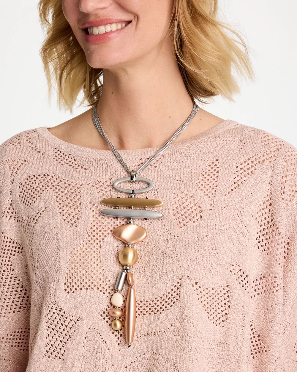 Mixed Metal Linear Necklace