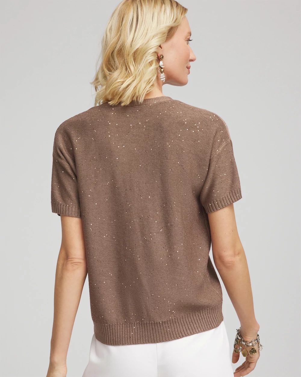 Sequin Short-Sleeved Cardigan click to view larger image.