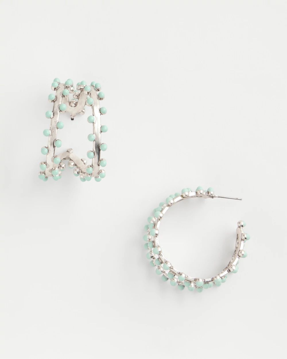 Blue & Silver Double Hoop Earrings
