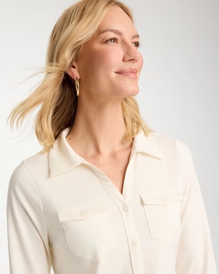 Knit Henley 3/4 Sleeve Tee click to view larger image.