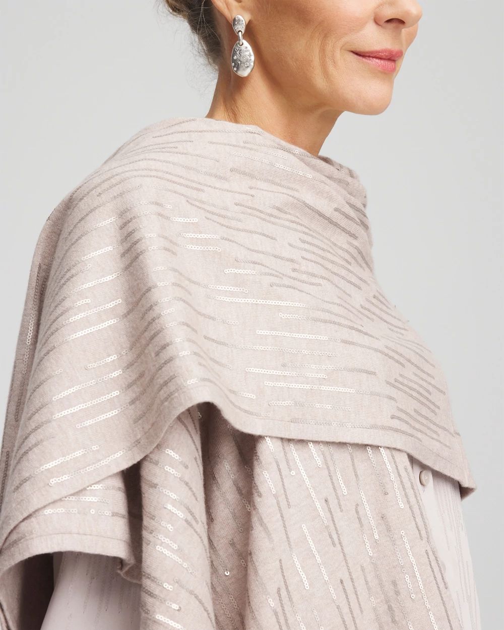 Cashmere Blend Sequin Ruana click to view larger image.