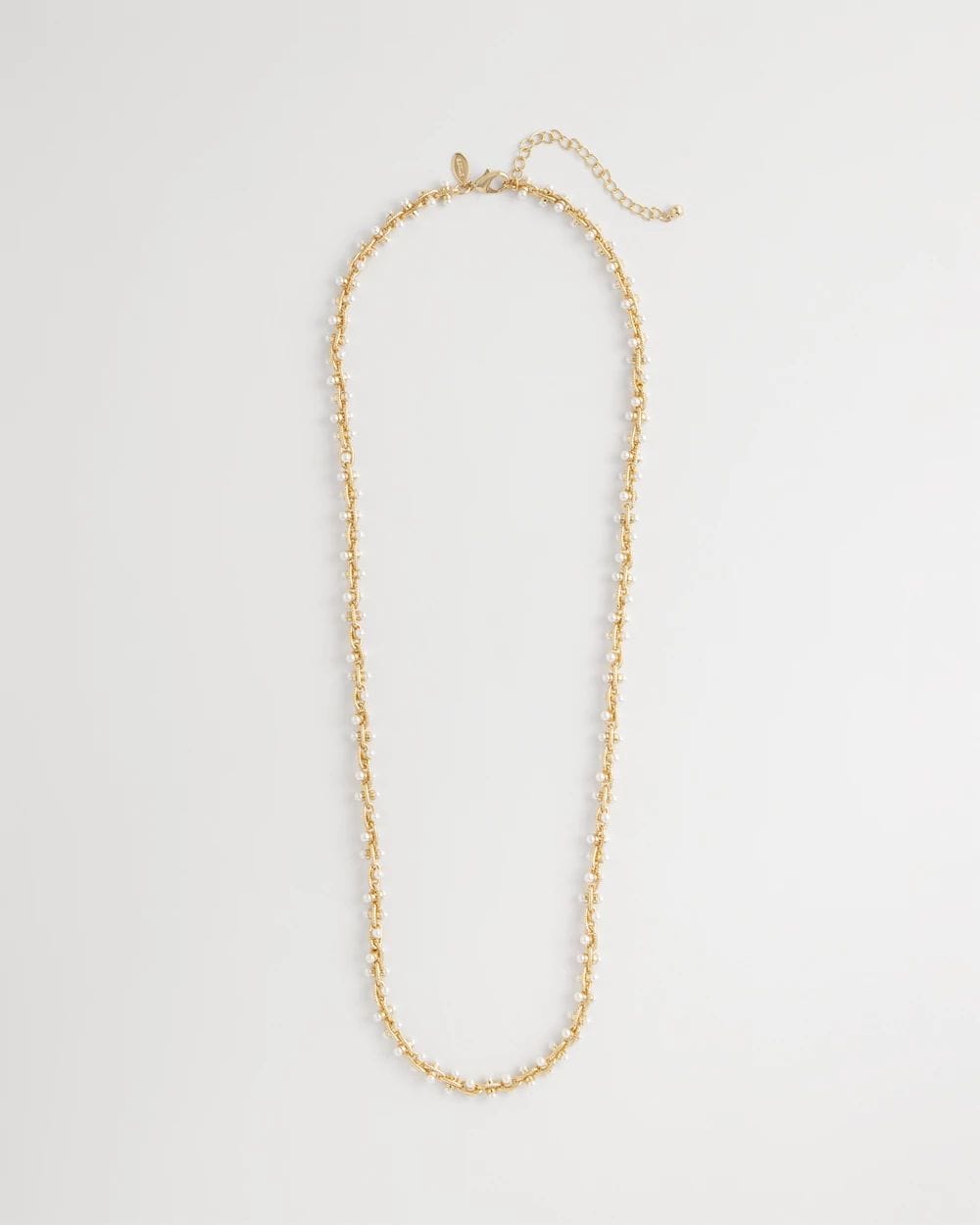 Faux Pearl Single-Strand Link Chain Necklace