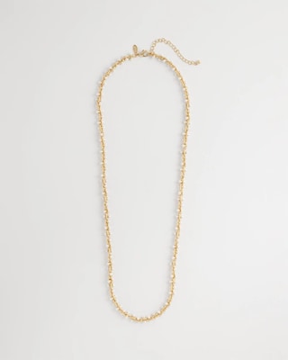Faux Pearl Single-Strand Link Chain Necklace