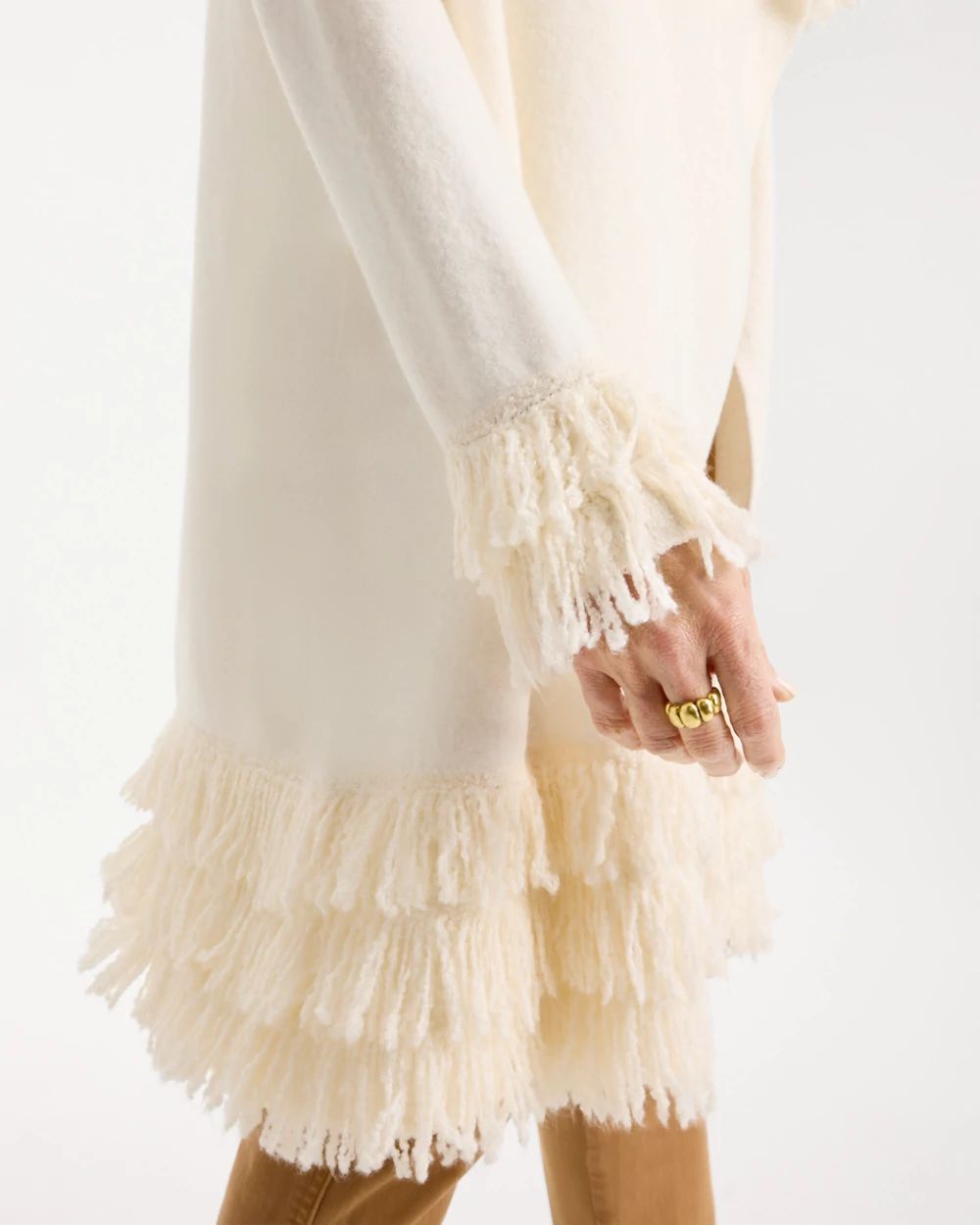 Fringed Long-Sleeve Coatigan click to view larger image.