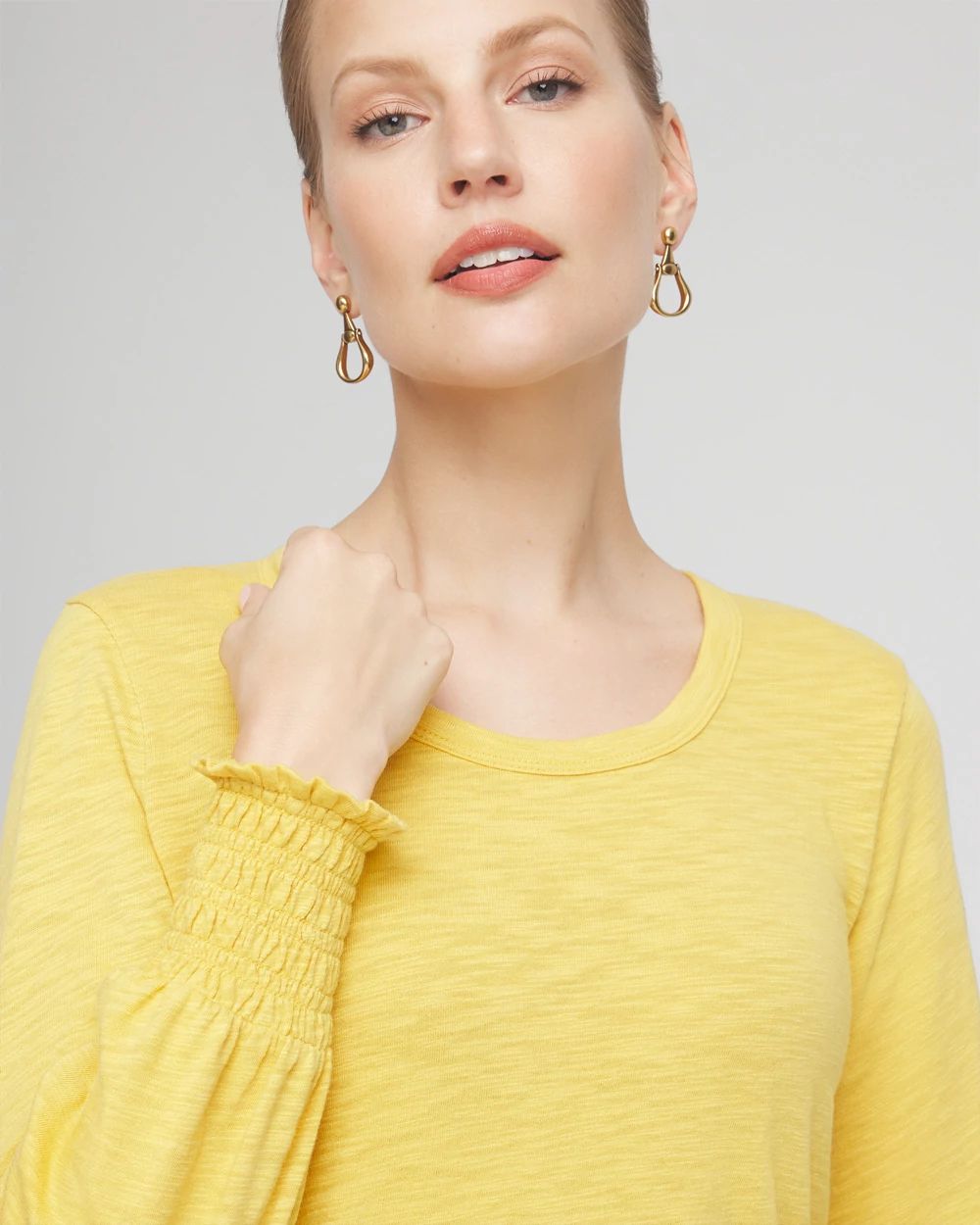 Smocked Long Sleeve Tee