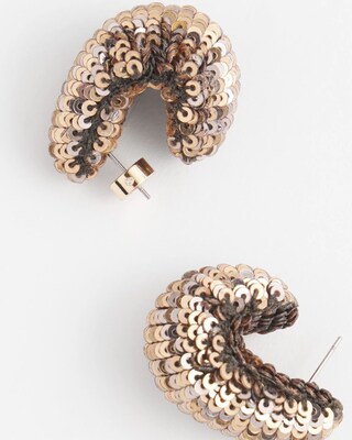 No Droop® Bronze Sequin Huggie Earrings