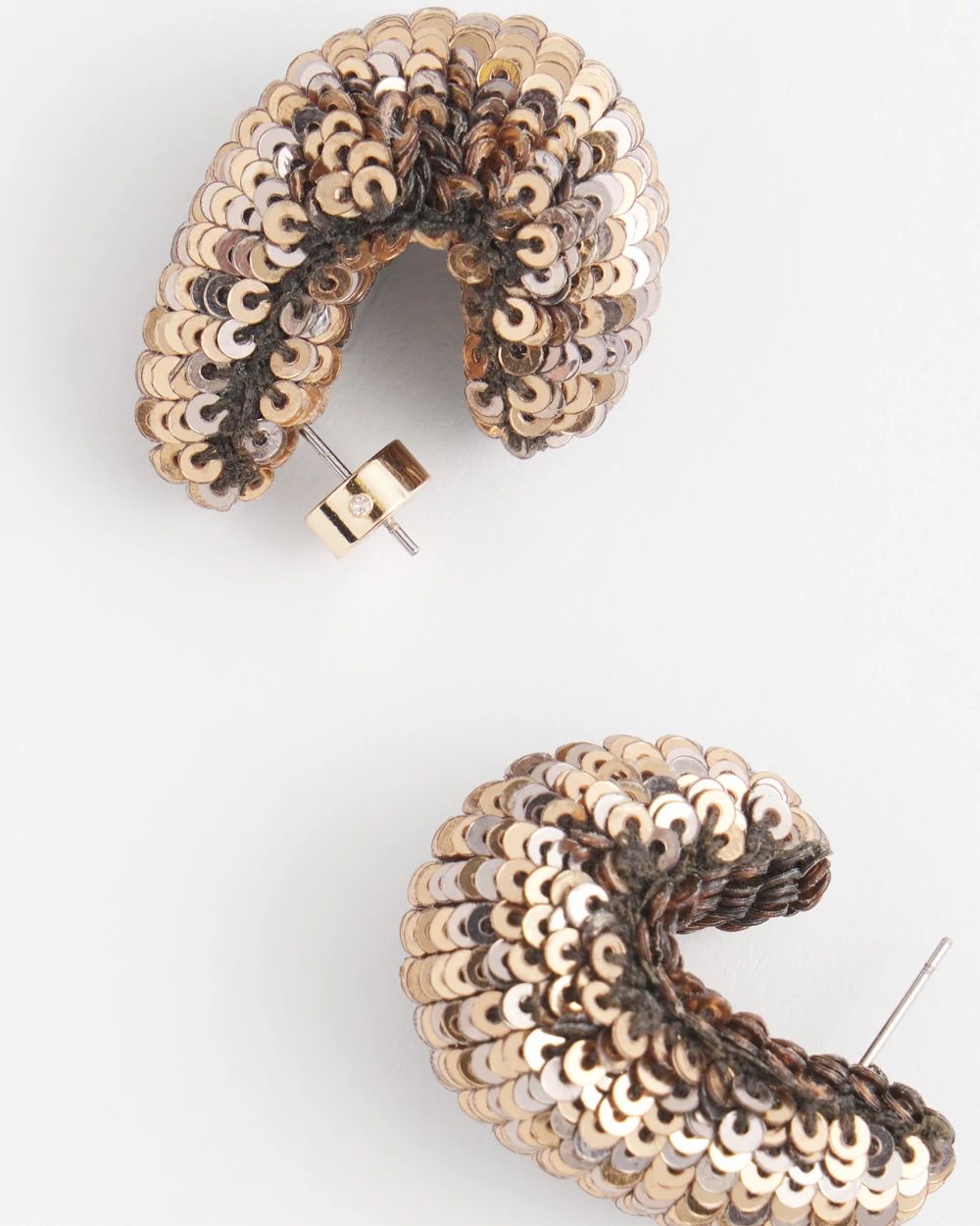 No Droop® Bronze Sequin Huggie Earrings
