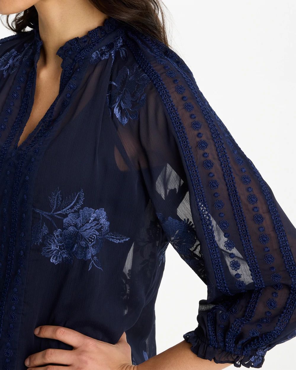 Embellished Splitneck Blouse